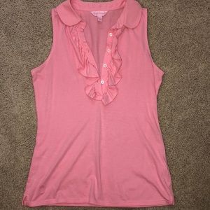lilly pulitzer pink ruffled tank top xxs